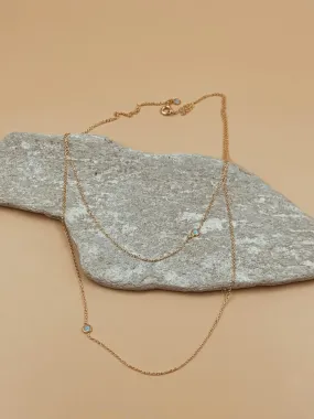 Odxel Opal Bezel Layered Dual Necklace