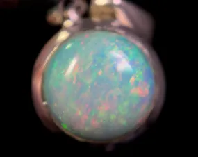 OPAL Pendant, Pinfire - Sterling Silver, 8mm Round Cabochon - Opal Necklace, Birthstone Necklace, Opal Jewelry, Welo Opal, 49108