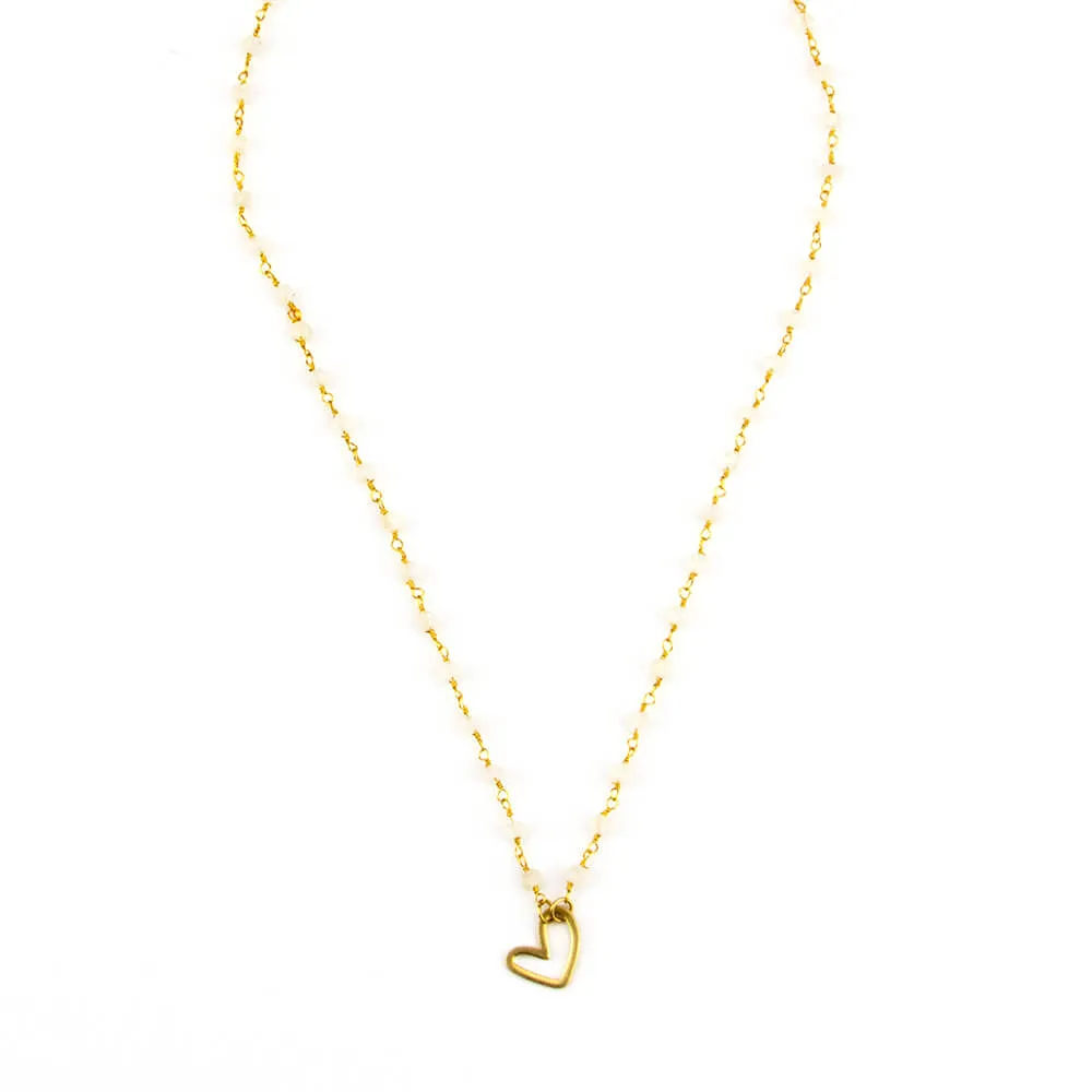 Open Heart Rosary Necklace