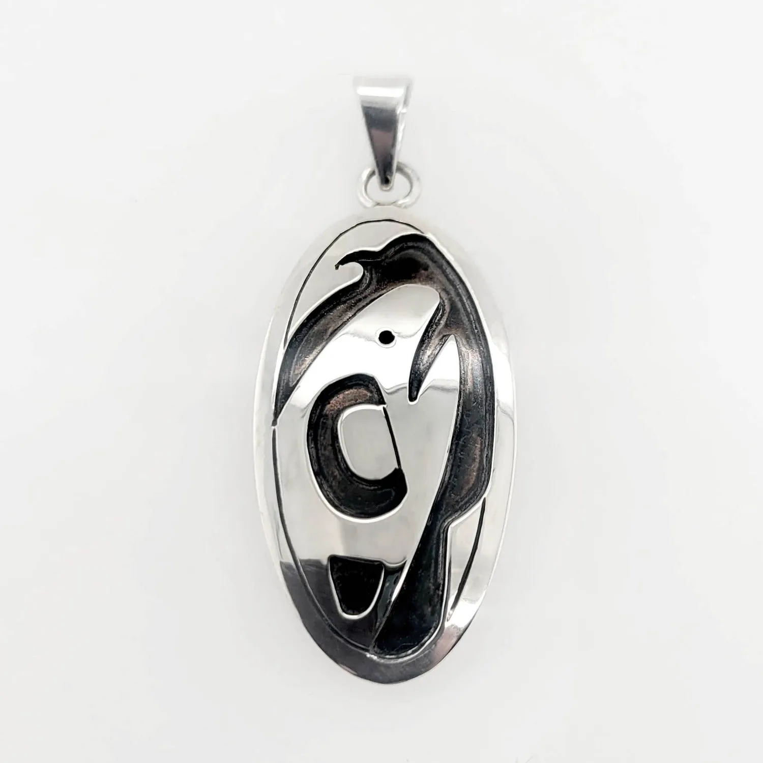 Oxidized Silver Salmon Pendant