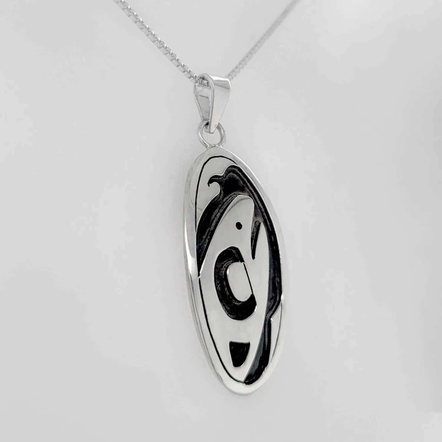 Oxidized Silver Salmon Pendant