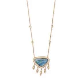 PAVE OMBRE BLUE OPAL TRILLION   MARQUISE DIAMOND SHAKER NECKLACE
