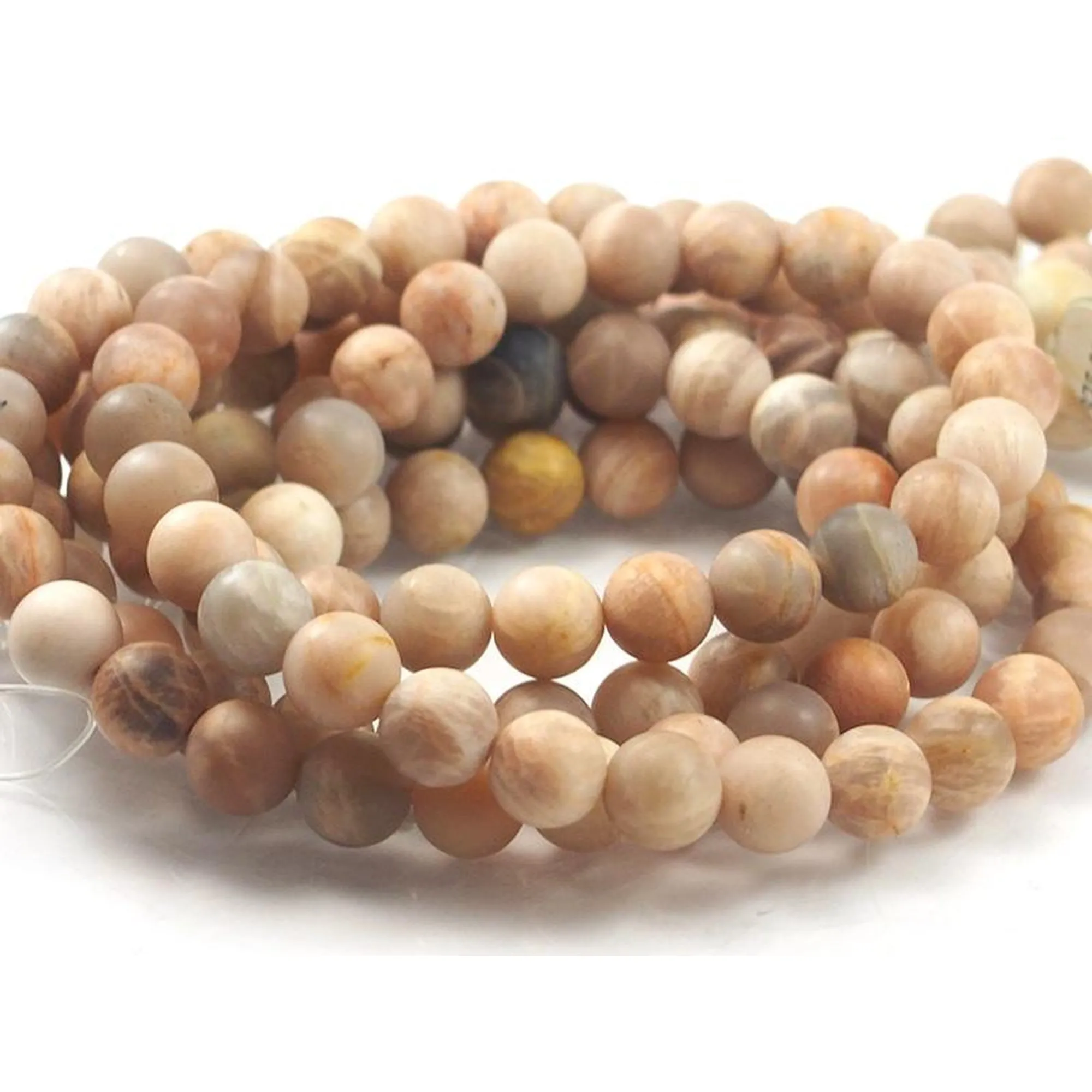 Peach Moonstone Matte Round 10mm Strand