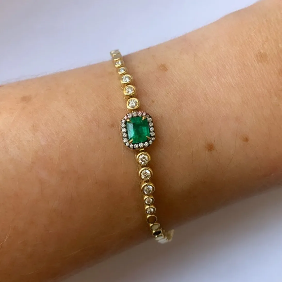 Prive Emerald and Diamond Tennis Bracelet