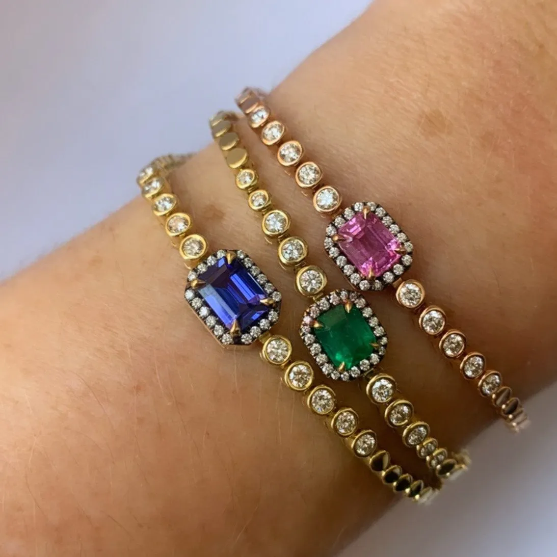 Prive Emerald and Diamond Tennis Bracelet