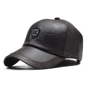 PU Leather Winter Baseball Cap Men Earflaps Casquette Homme Snapback Hat High Quality Gorras Para Hombre Adjustable