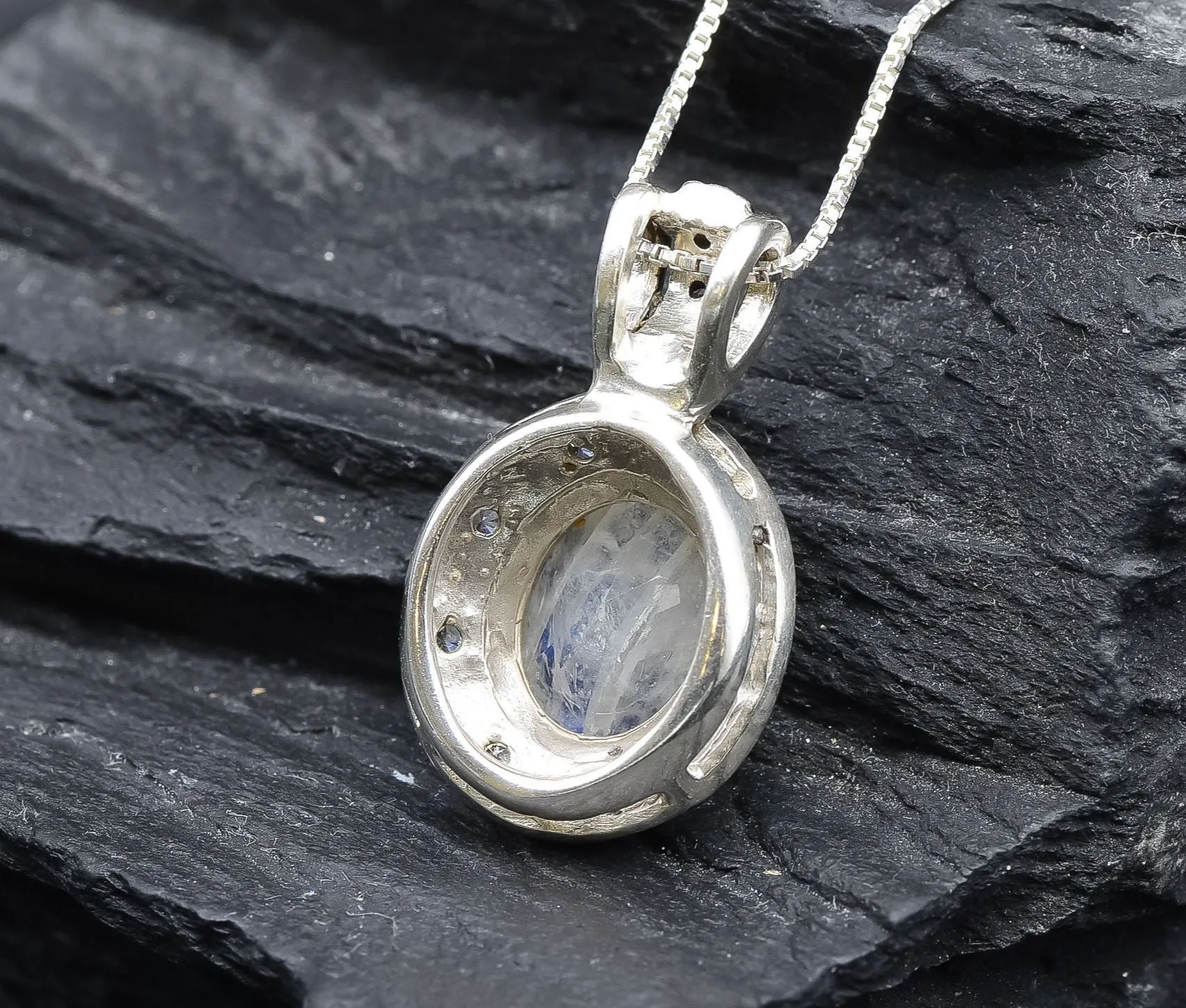 Rainbow Moonstone Necklace - Vintage Moonstone Necklace - Statement Moonstone Pendant