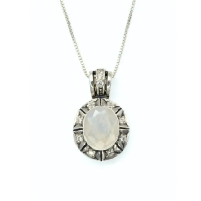 Rainbow Moonstone Necklace - Vintage Moonstone Necklace - Statement Moonstone Pendant