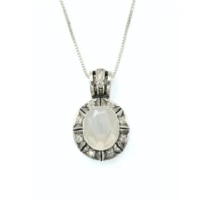 Rainbow Moonstone Necklace - Vintage Moonstone Necklace - Statement Moonstone Pendant
