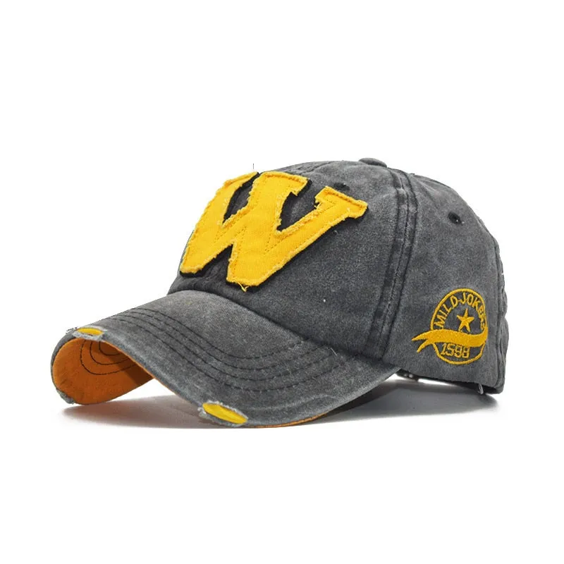 Retro Washed Baseball Cap Fitted Caps Snapback Hat For Men hats Bone Women Gorras Casual Casquette Letter Black Cap