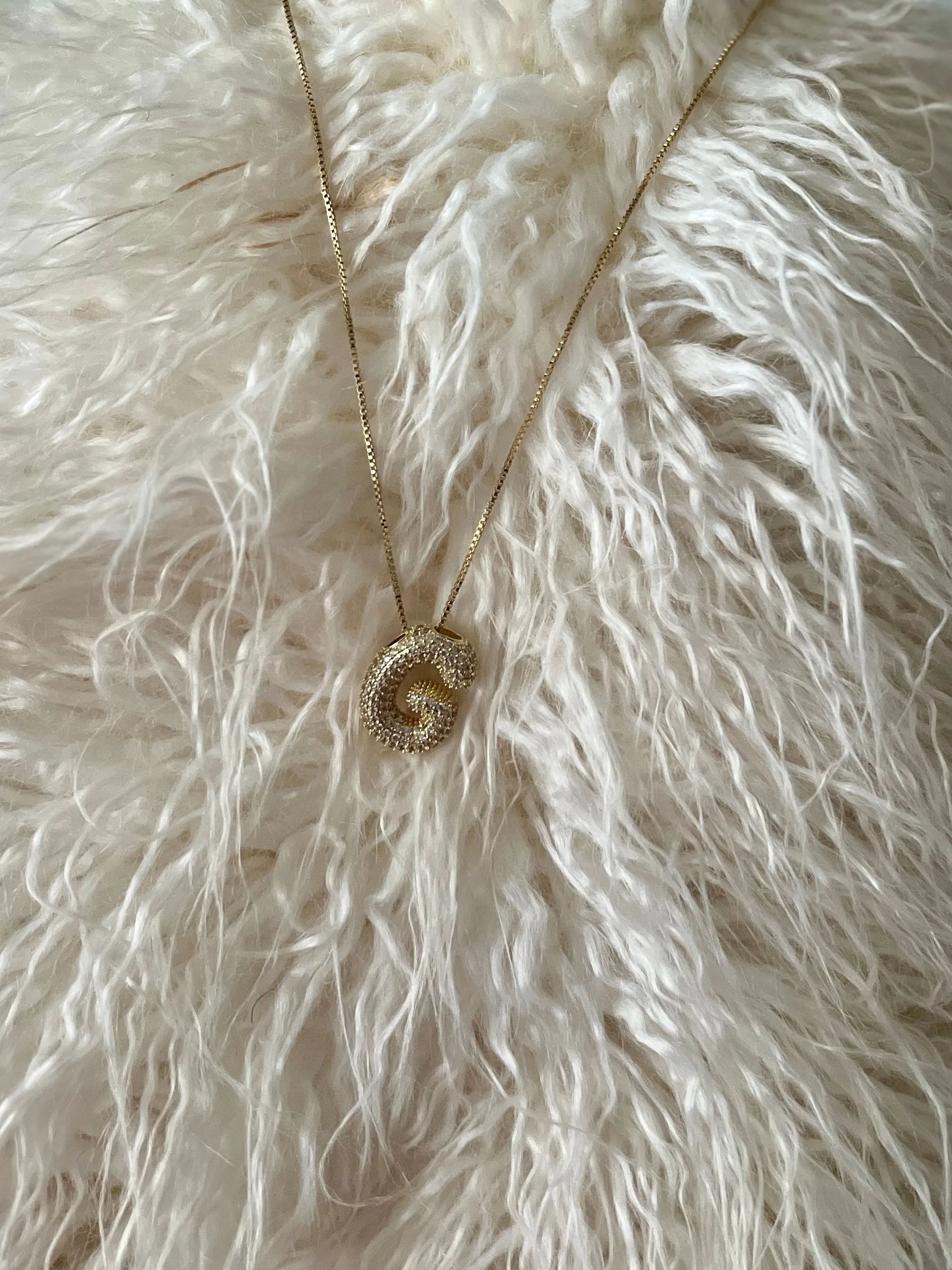 Rhinestone Bubble Letter Necklace