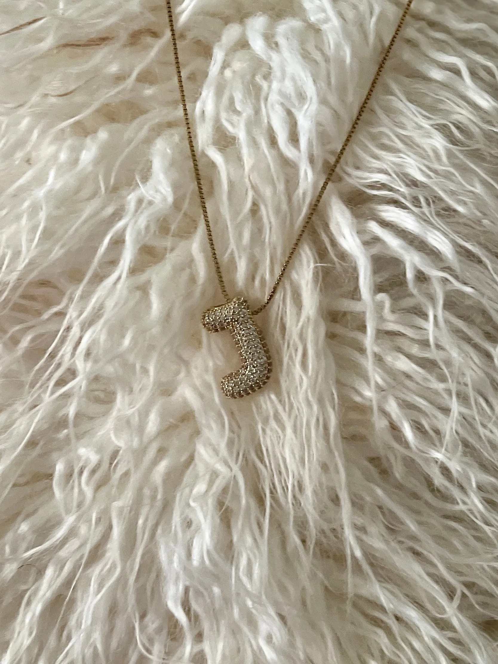 Rhinestone Bubble Letter Necklace