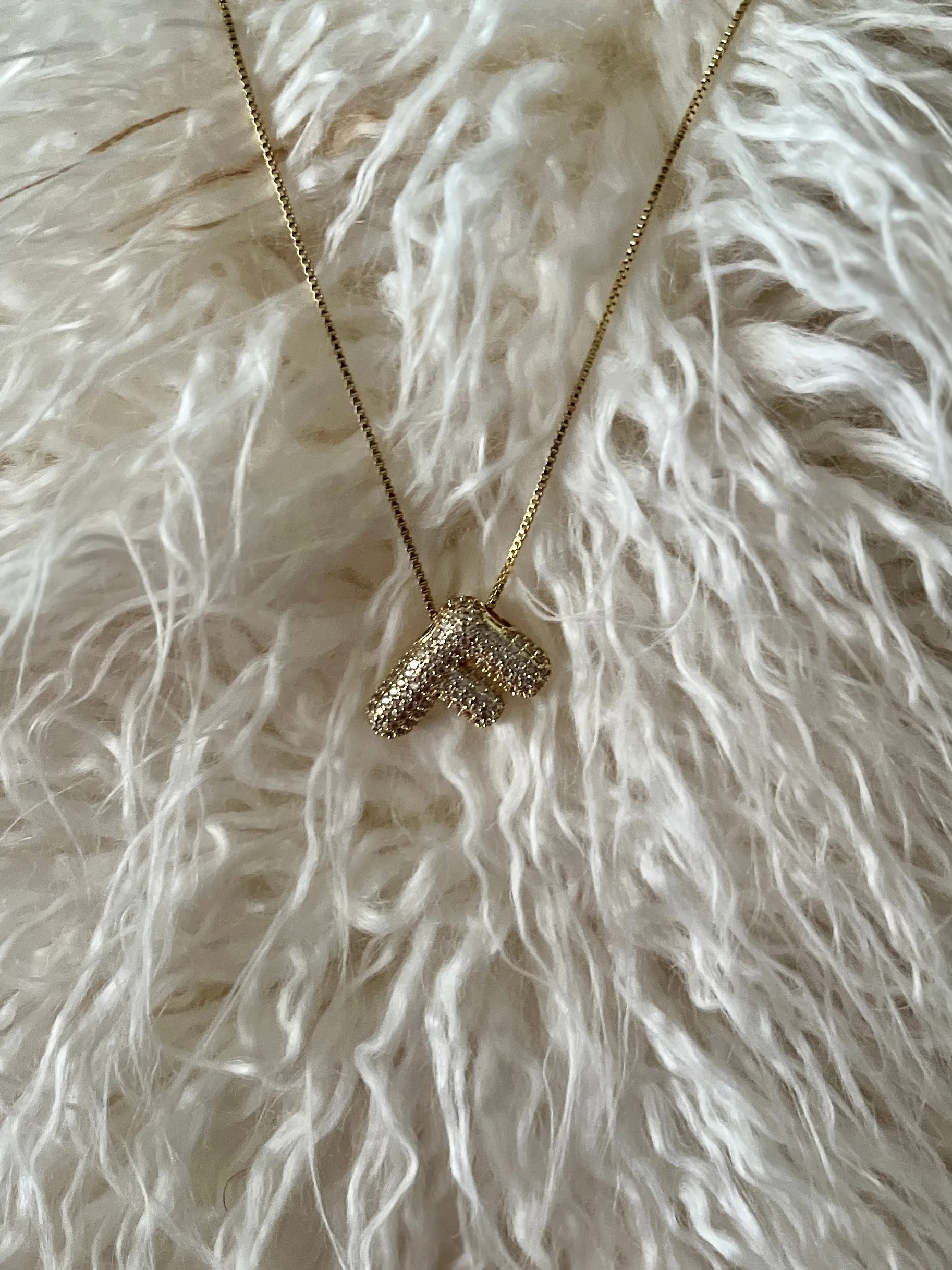 Rhinestone Bubble Letter Necklace