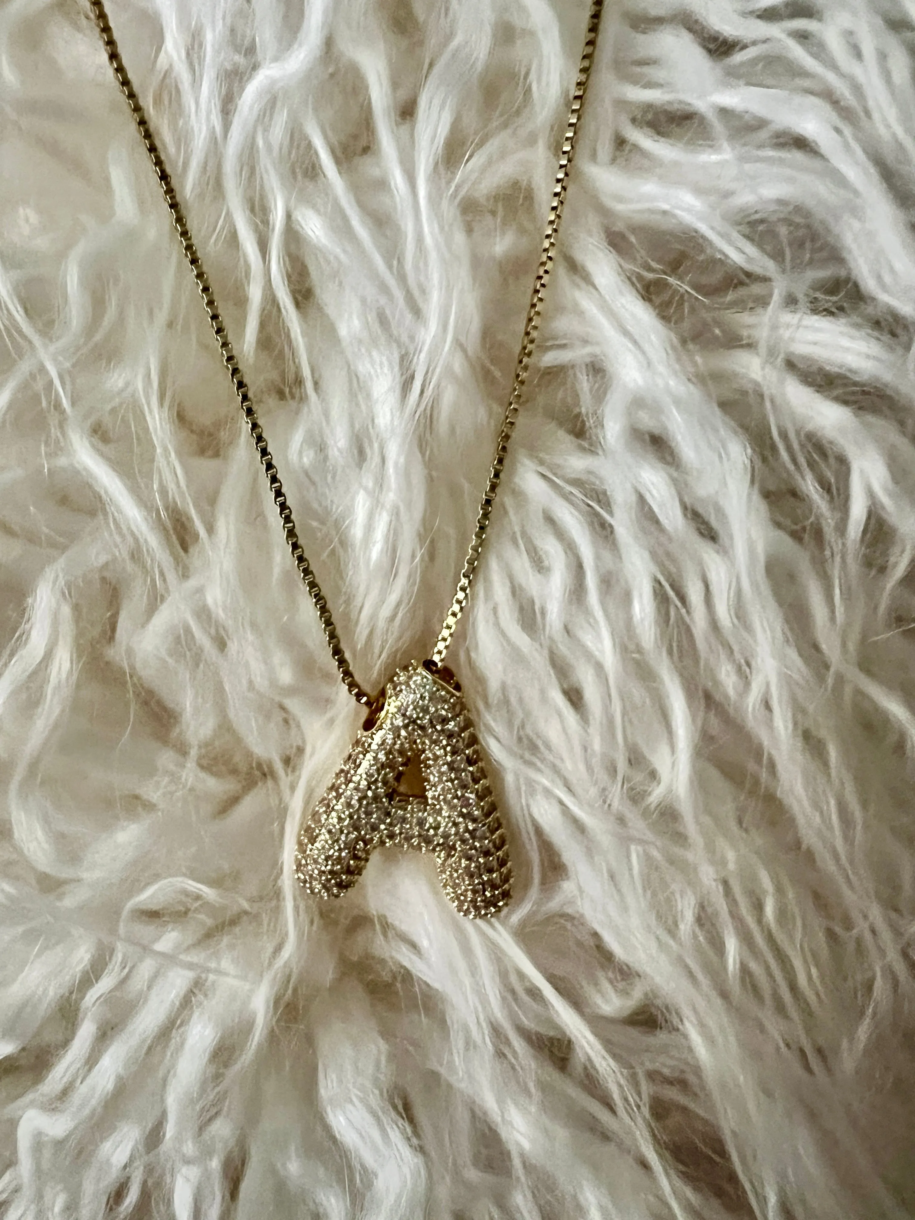 Rhinestone Bubble Letter Necklace