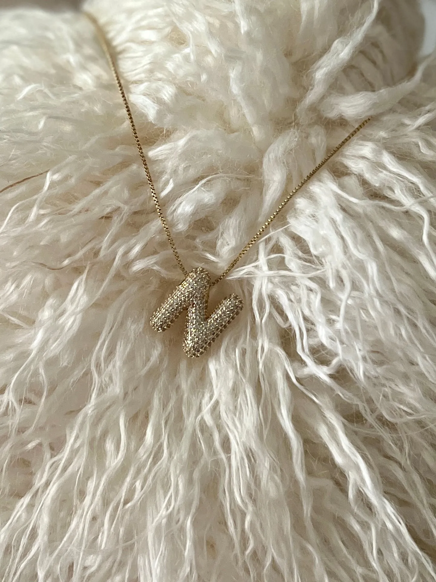 Rhinestone Bubble Letter Necklace