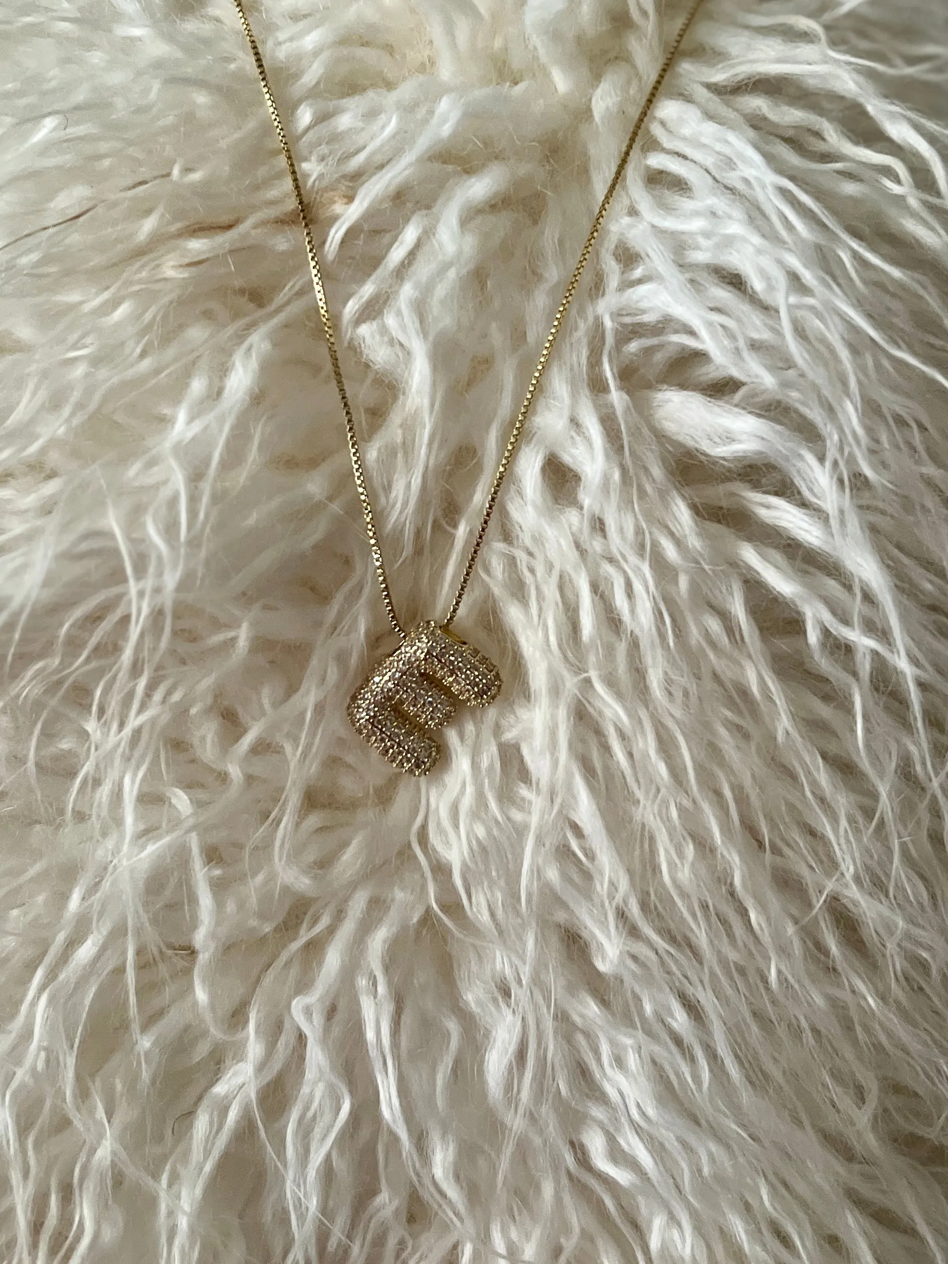 Rhinestone Bubble Letter Necklace