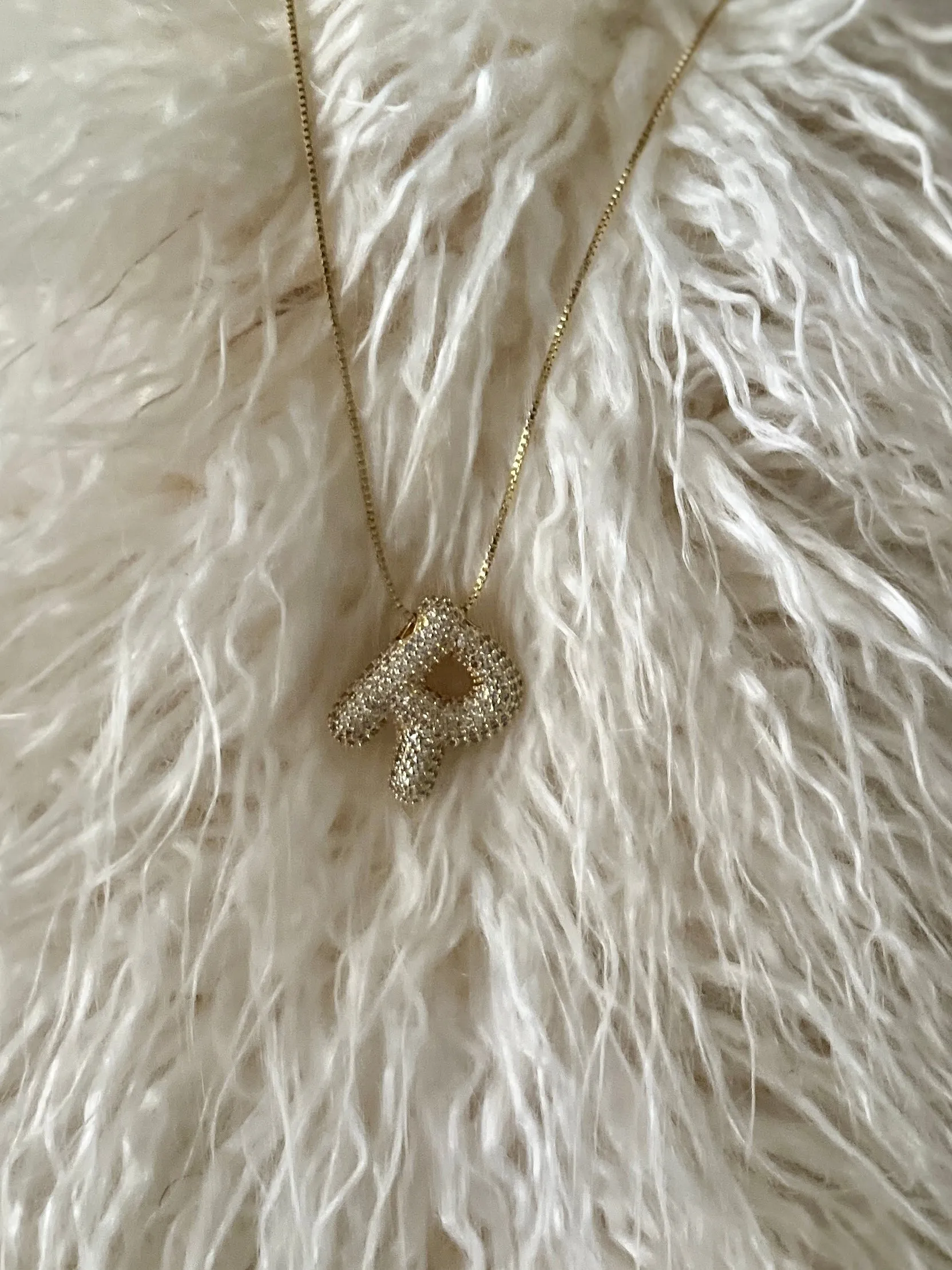 Rhinestone Bubble Letter Necklace