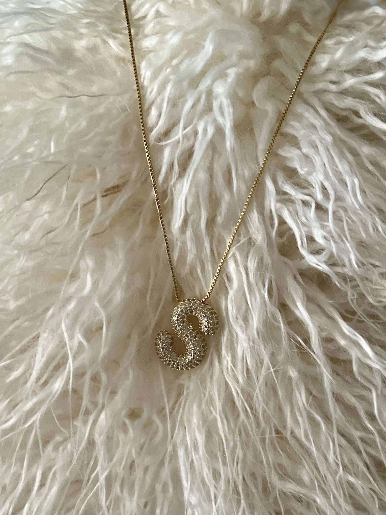 Rhinestone Bubble Letter Necklace