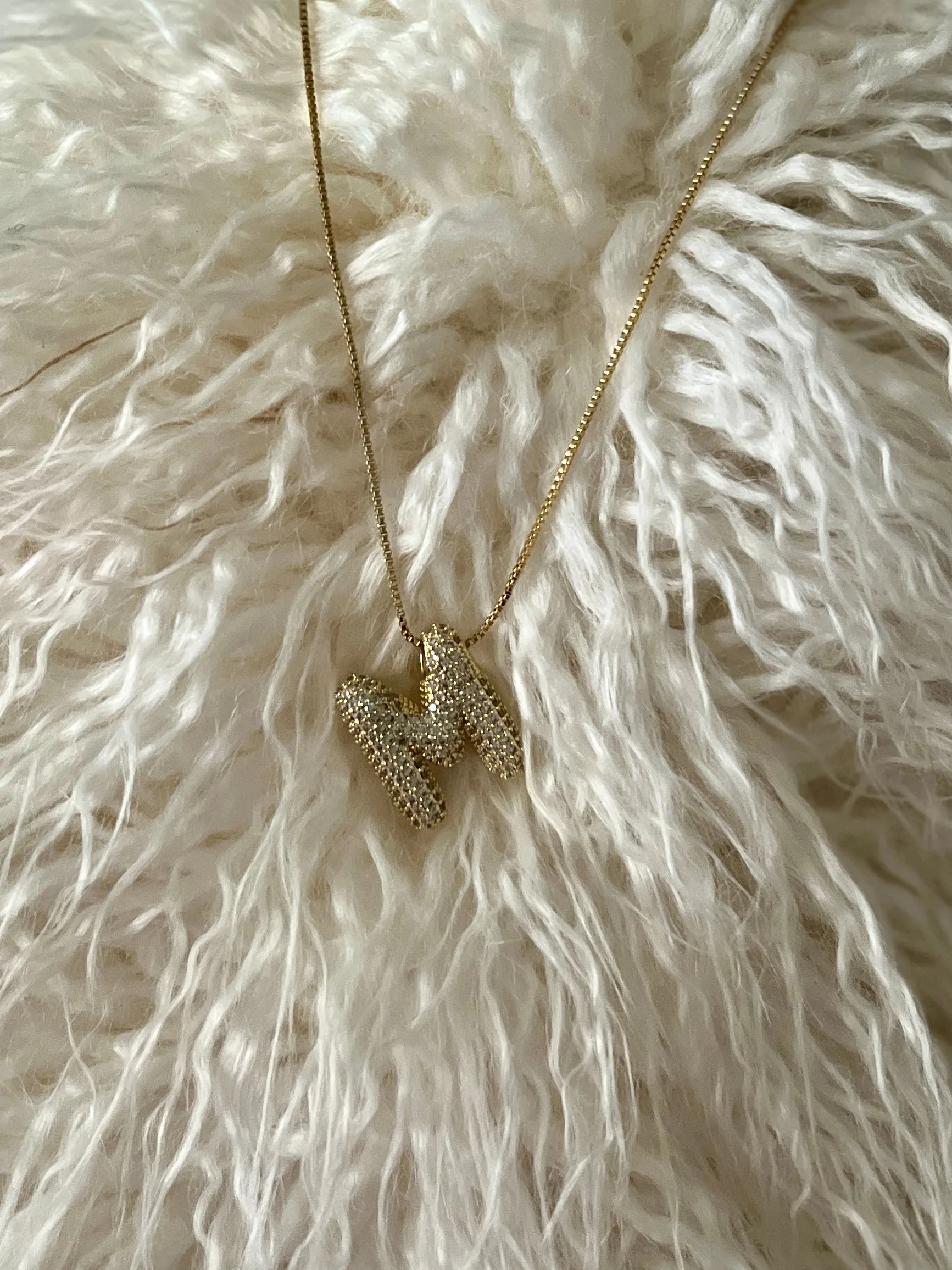 Rhinestone Bubble Letter Necklace