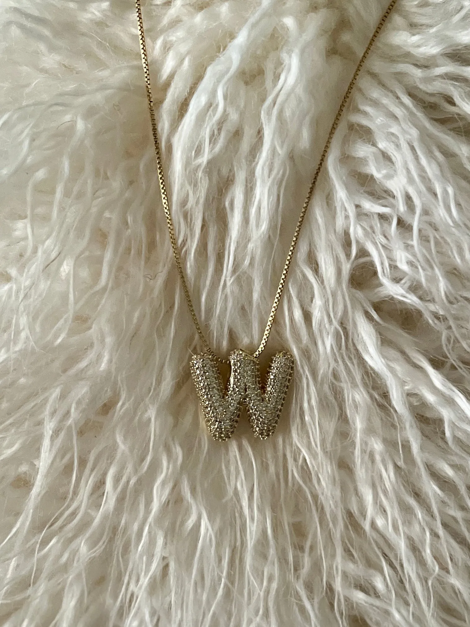 Rhinestone Bubble Letter Necklace