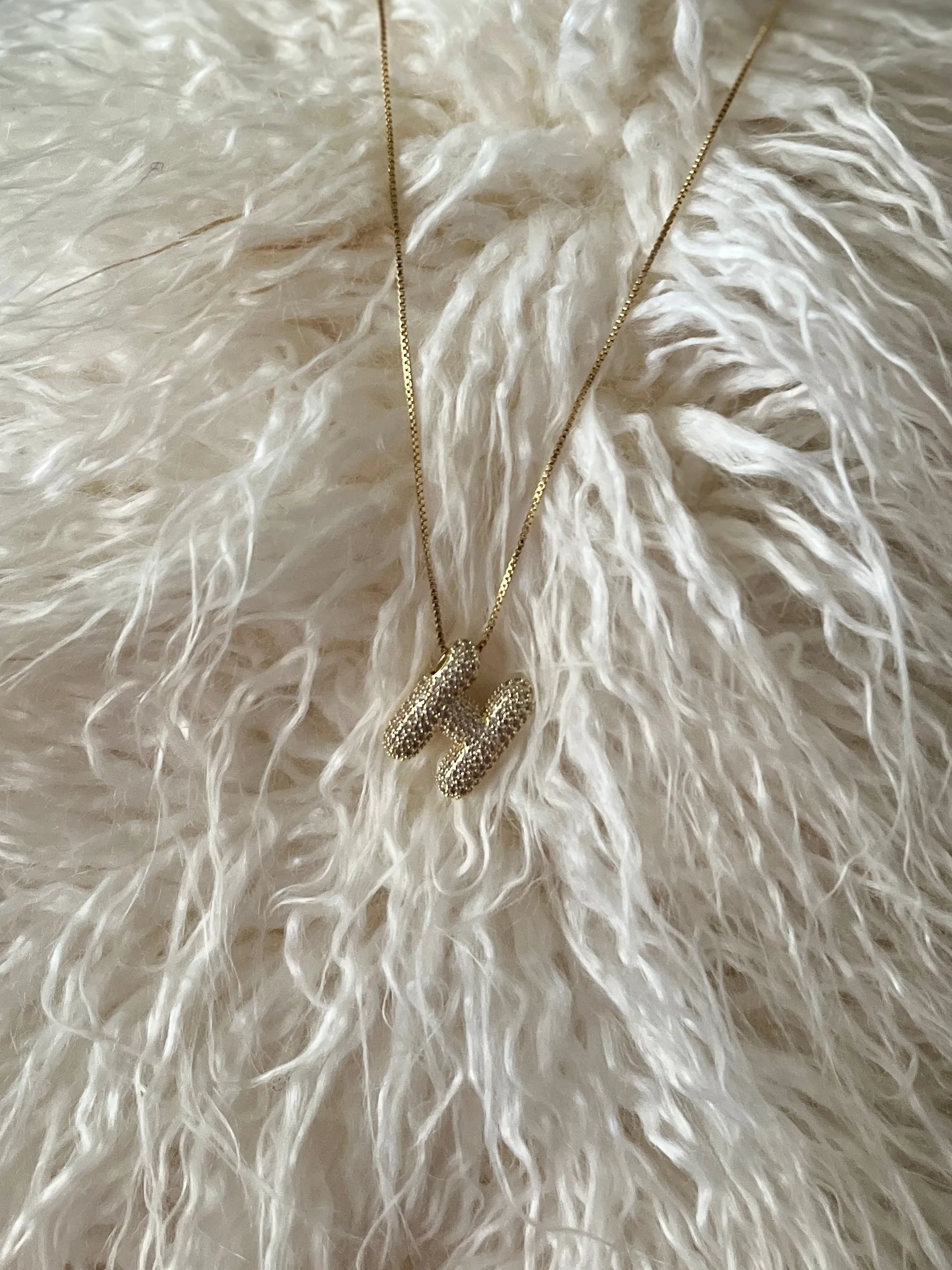 Rhinestone Bubble Letter Necklace
