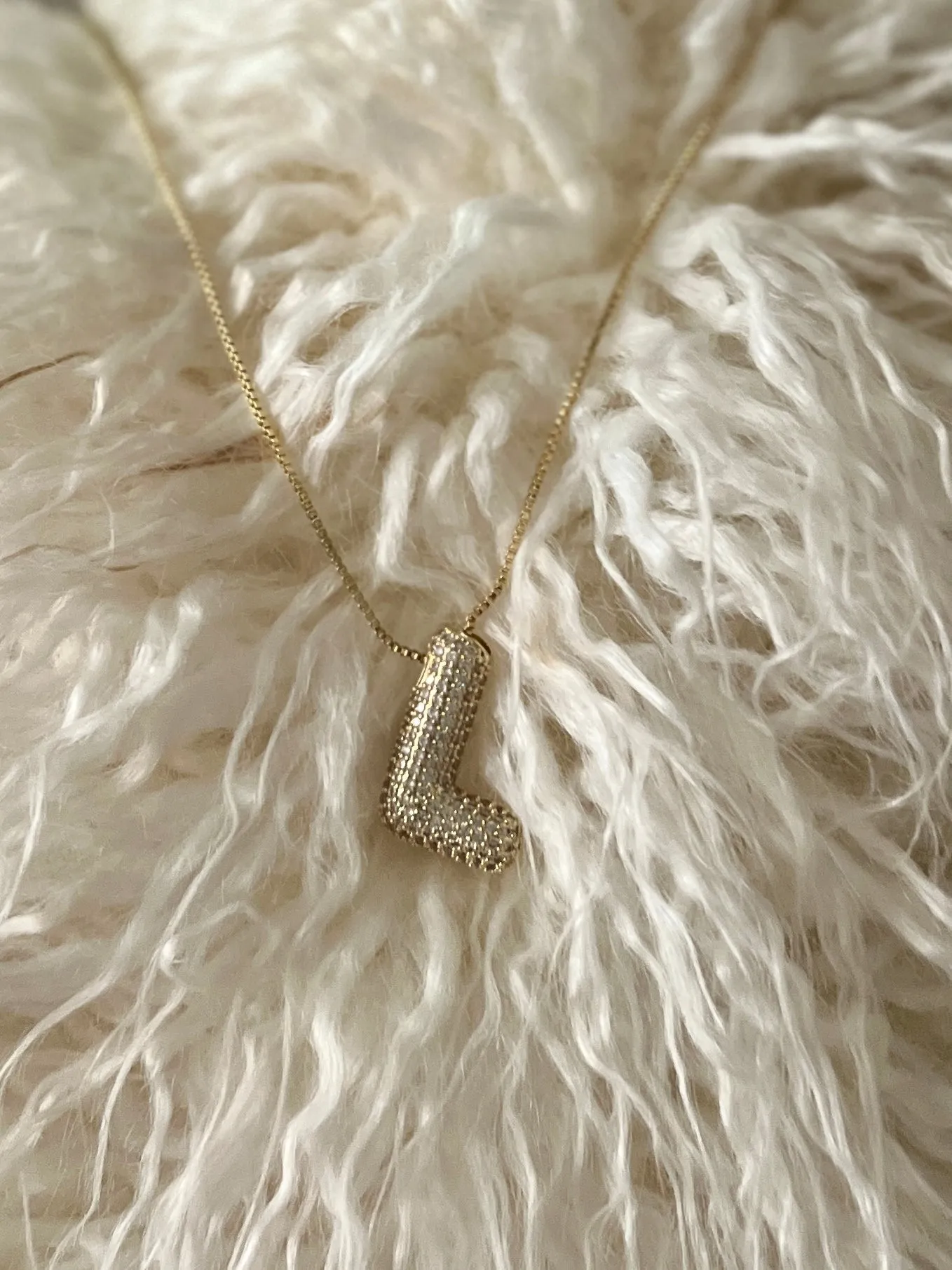 Rhinestone Bubble Letter Necklace