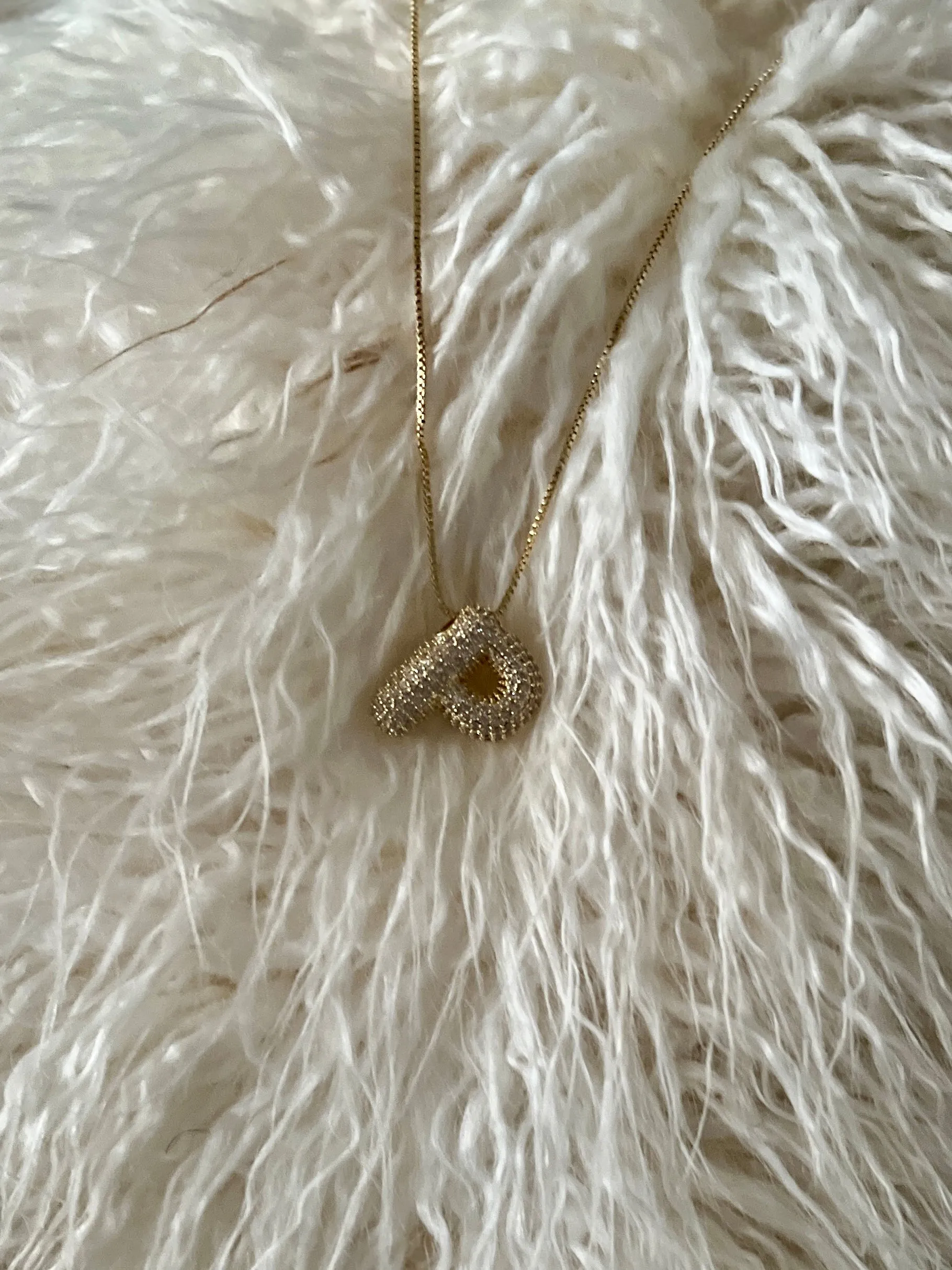Rhinestone Bubble Letter Necklace