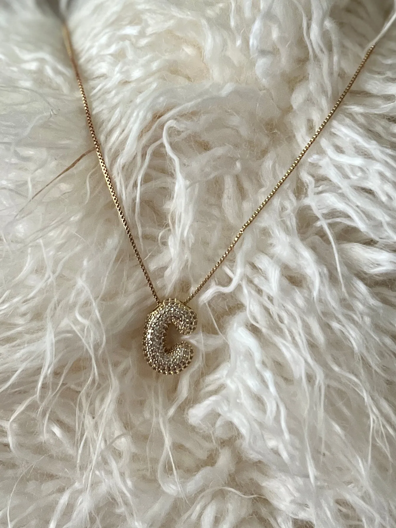 Rhinestone Bubble Letter Necklace