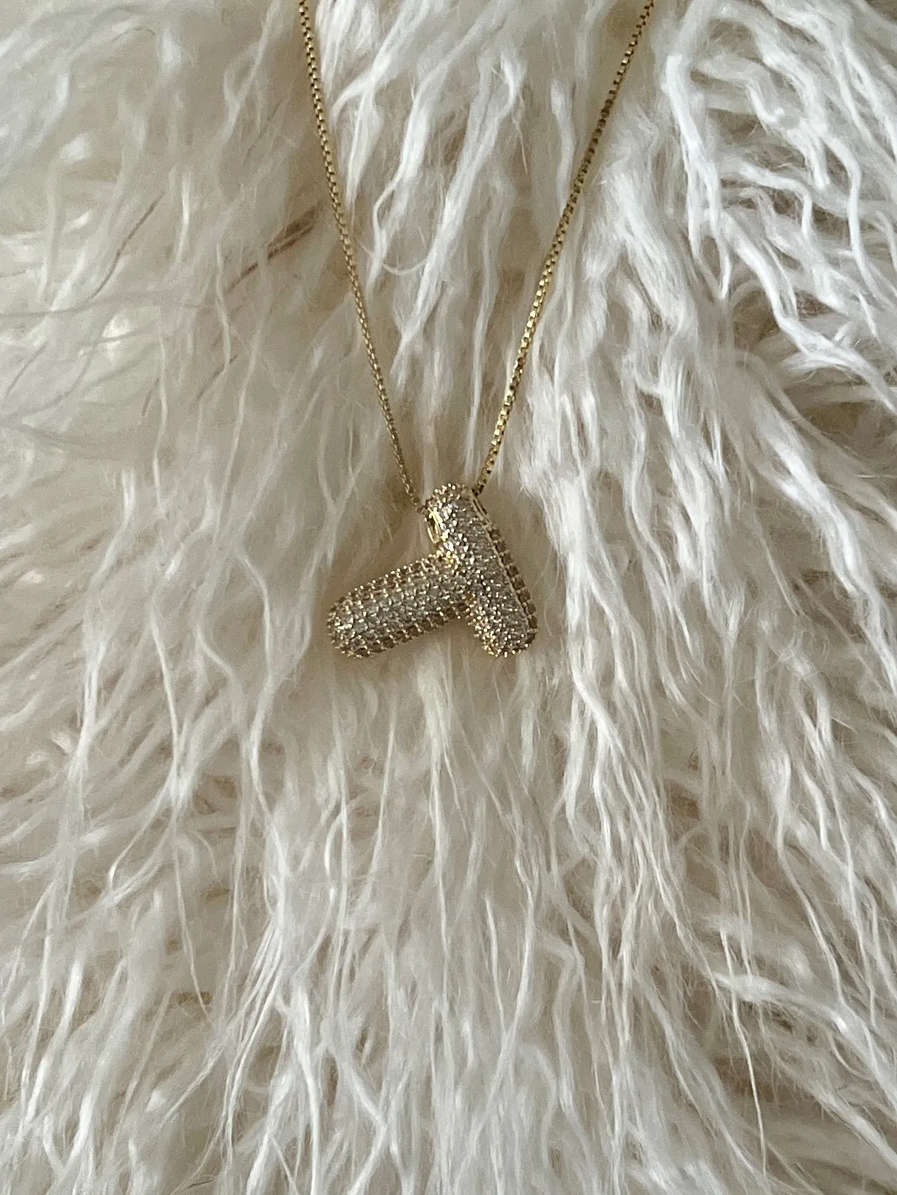 Rhinestone Bubble Letter Necklace