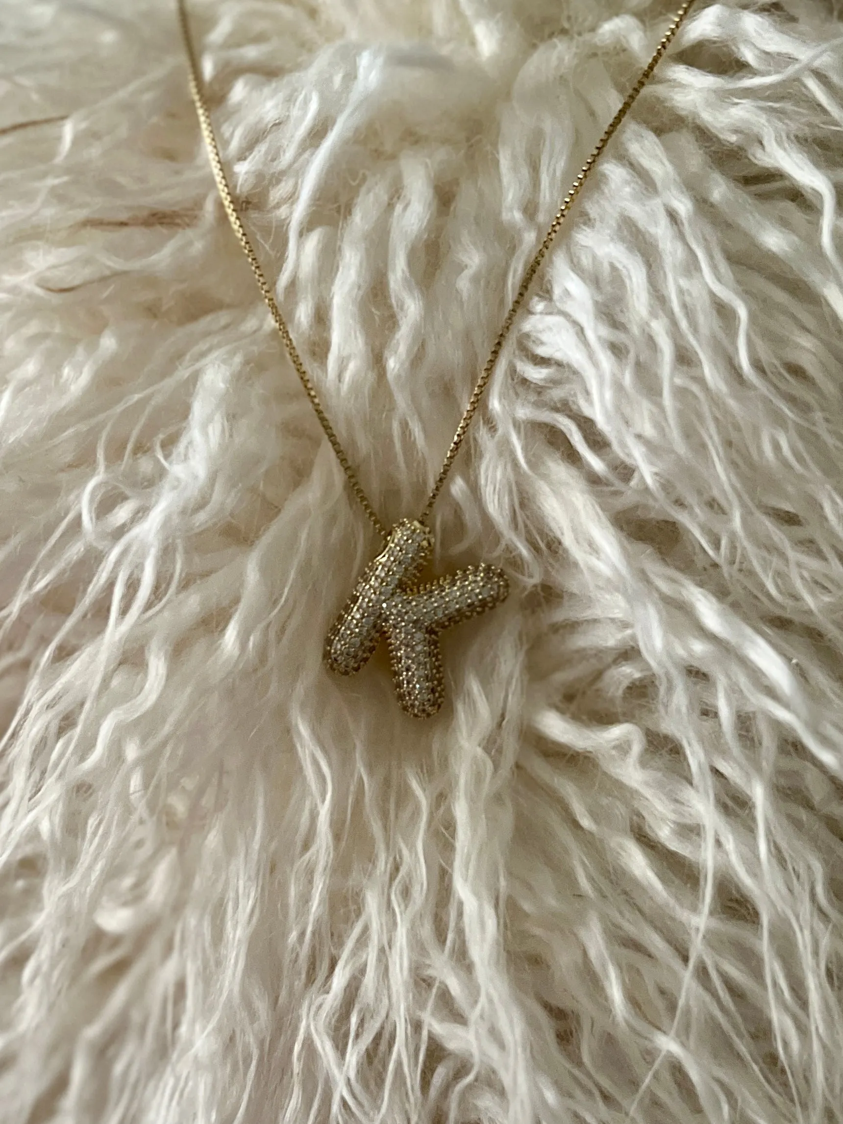 Rhinestone Bubble Letter Necklace