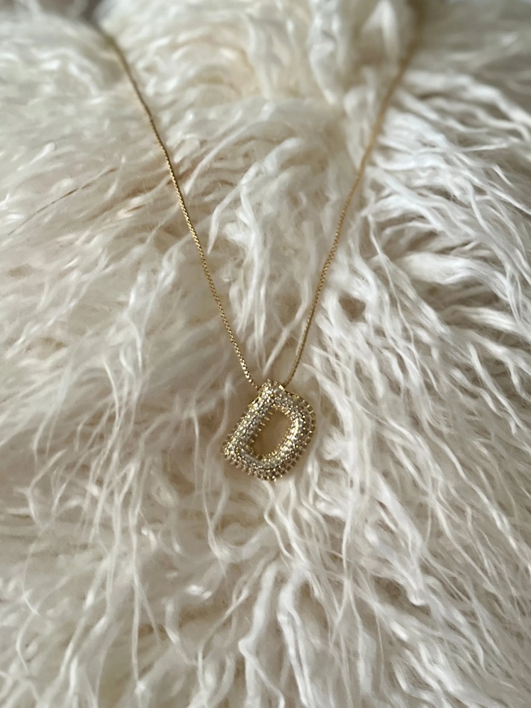 Rhinestone Bubble Letter Necklace
