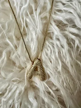 Rhinestone Bubble Letter Necklace