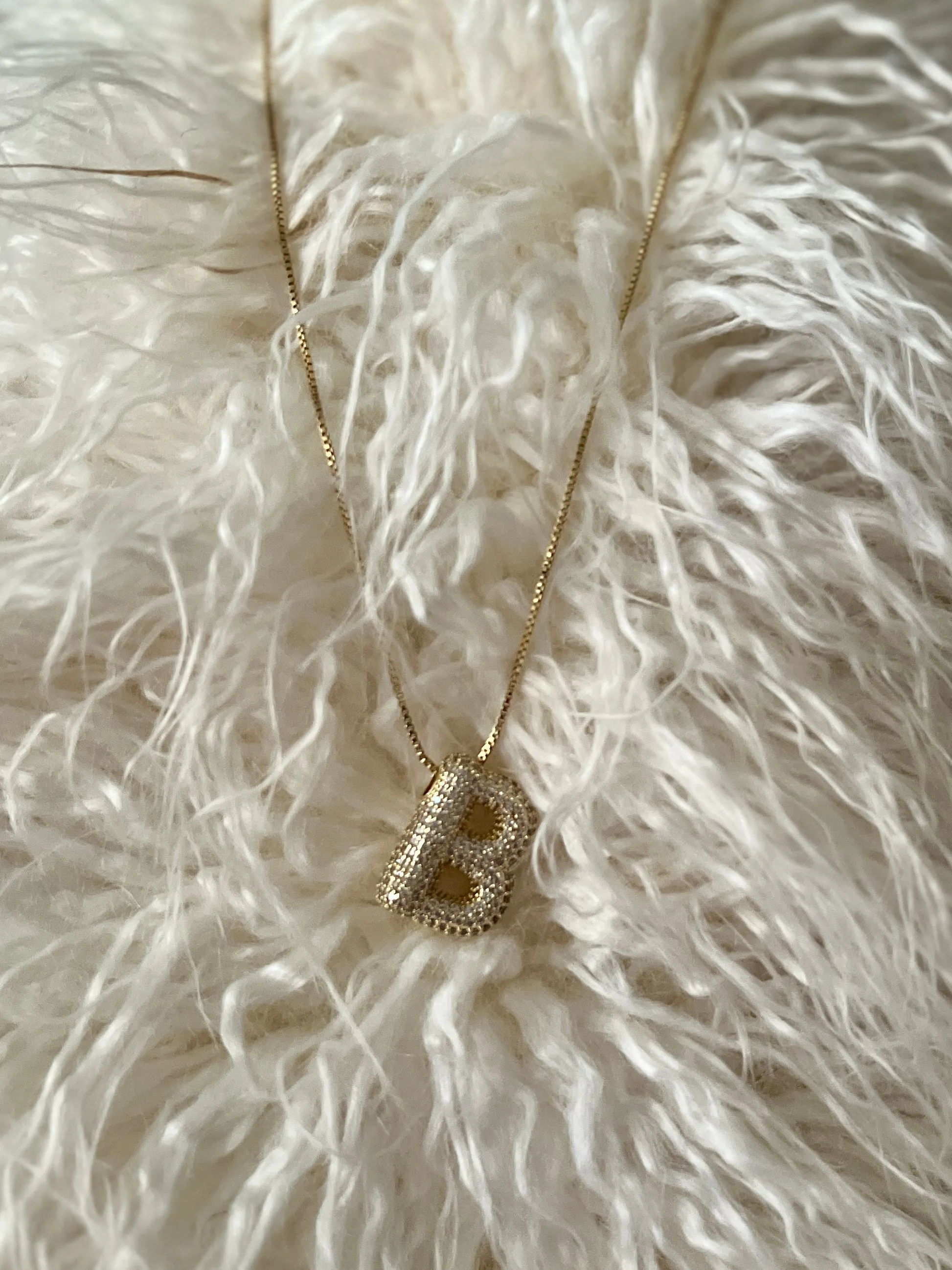 Rhinestone Bubble Letter Necklace