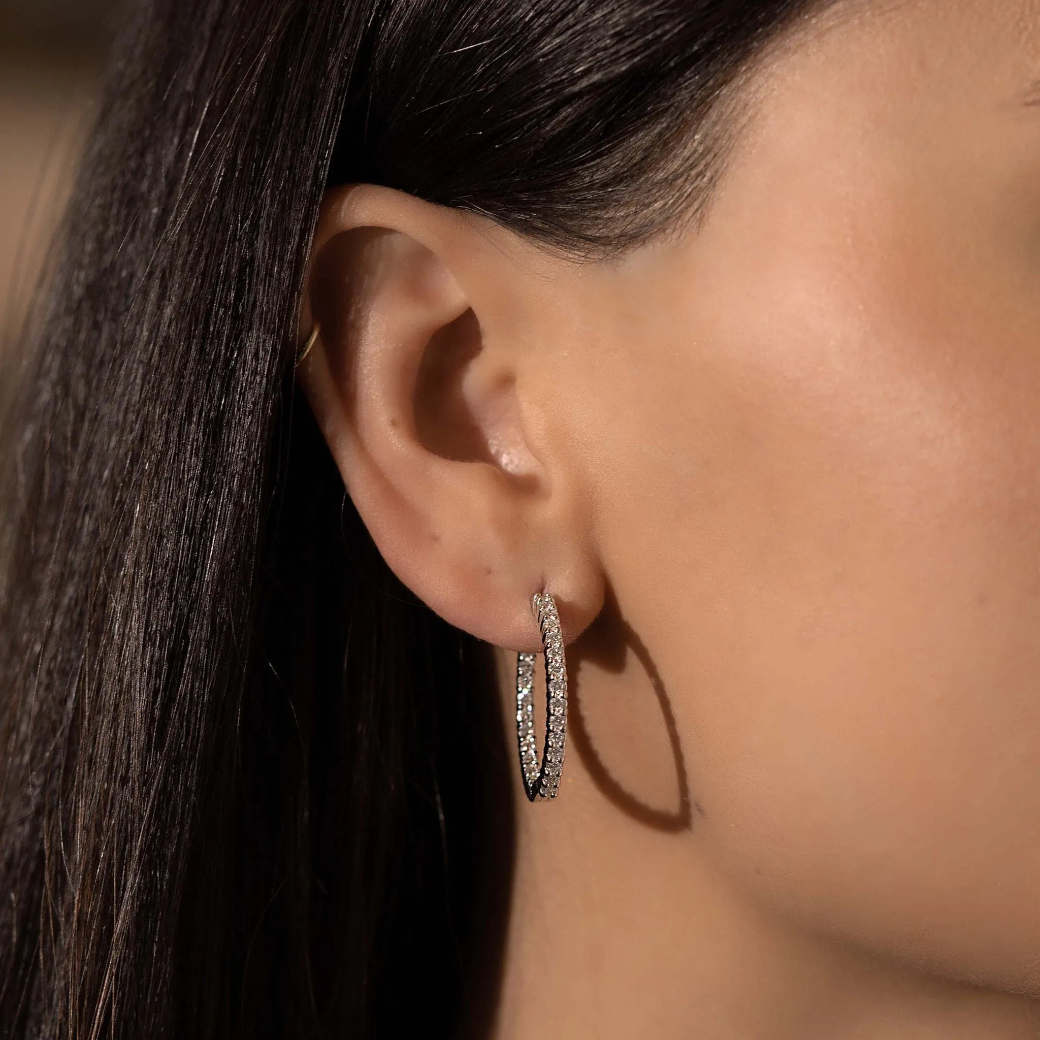 Roberto Coin Inside Out Diamond Hoop Earrings
