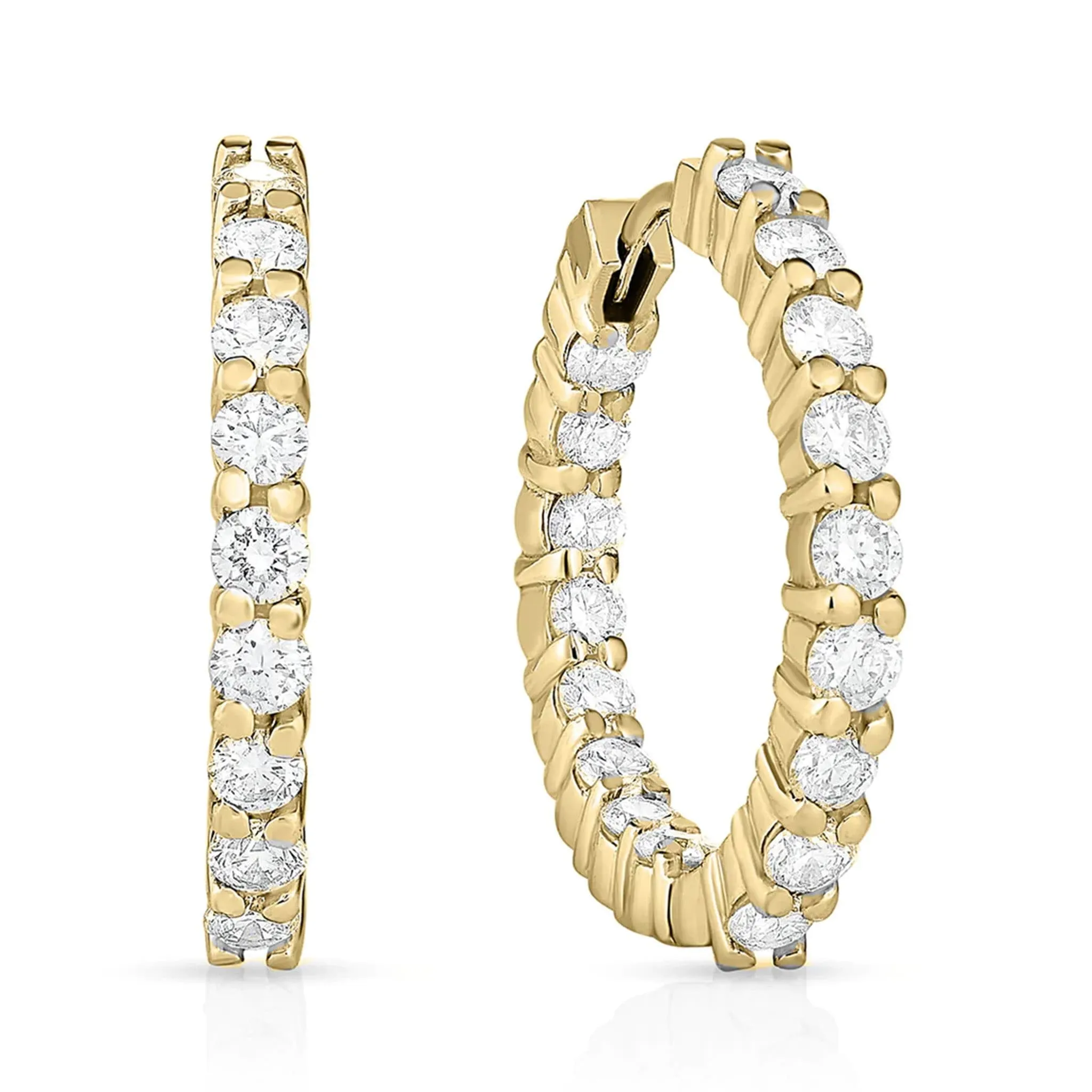 Roberto Coin Inside Out Diamond Hoop Earrings