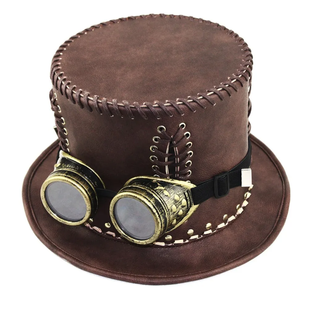 Rock Unisex Steampunk Pu Leather Party Cospaly Hat Accessory Gothic Performance