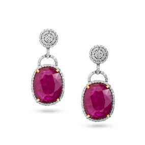 Ruby & Diamond Earring In 18K Yellow Gold