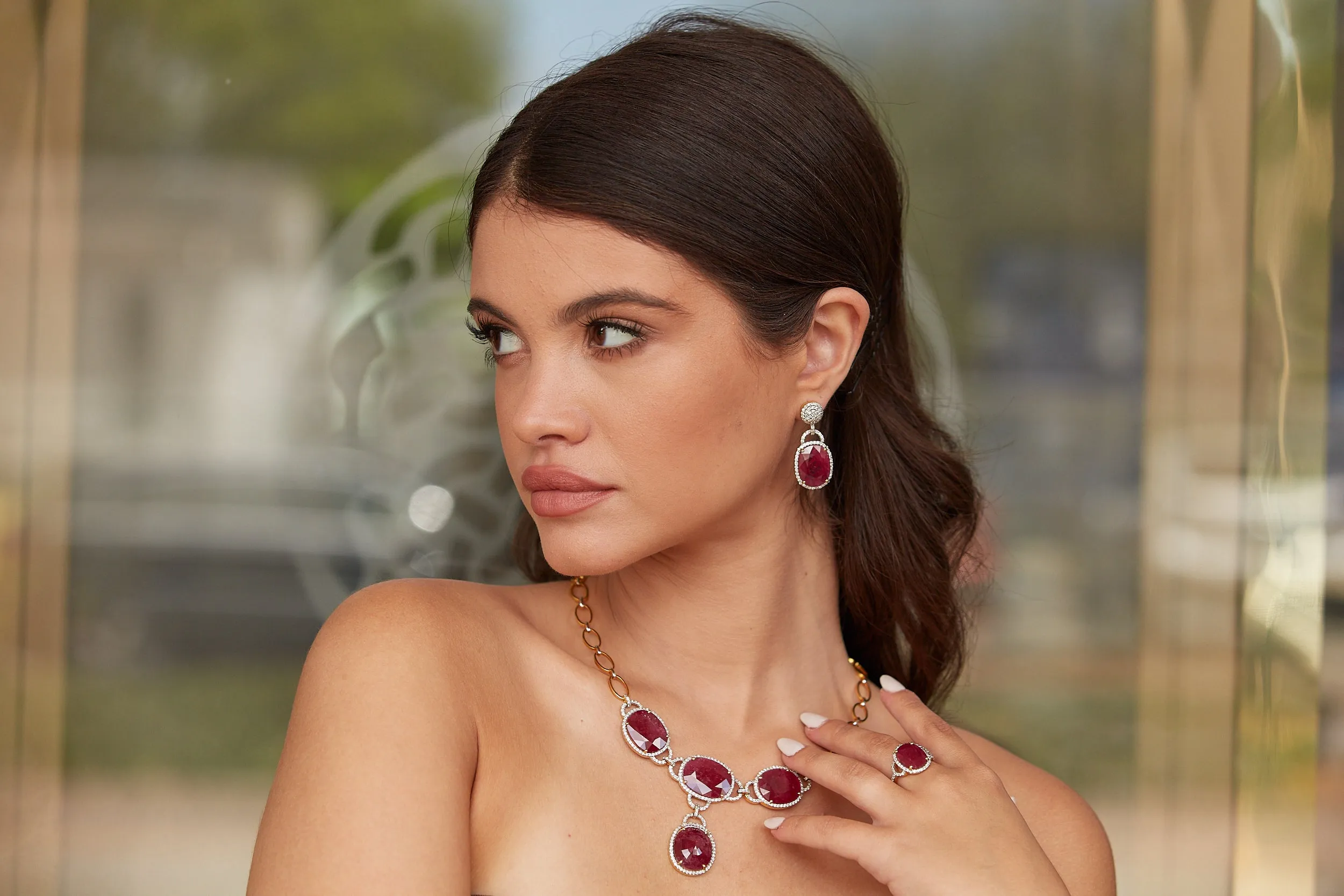 Ruby & Diamond Earring In 18K Yellow Gold