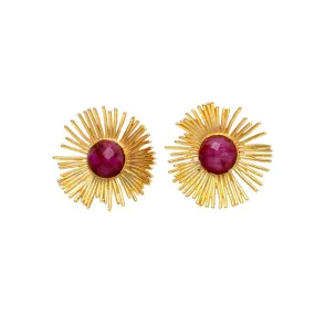 Ruby Sunrise Stud Earrings