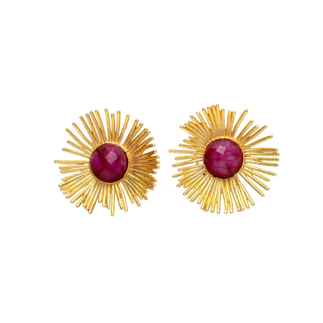 Ruby Sunrise Stud Earrings