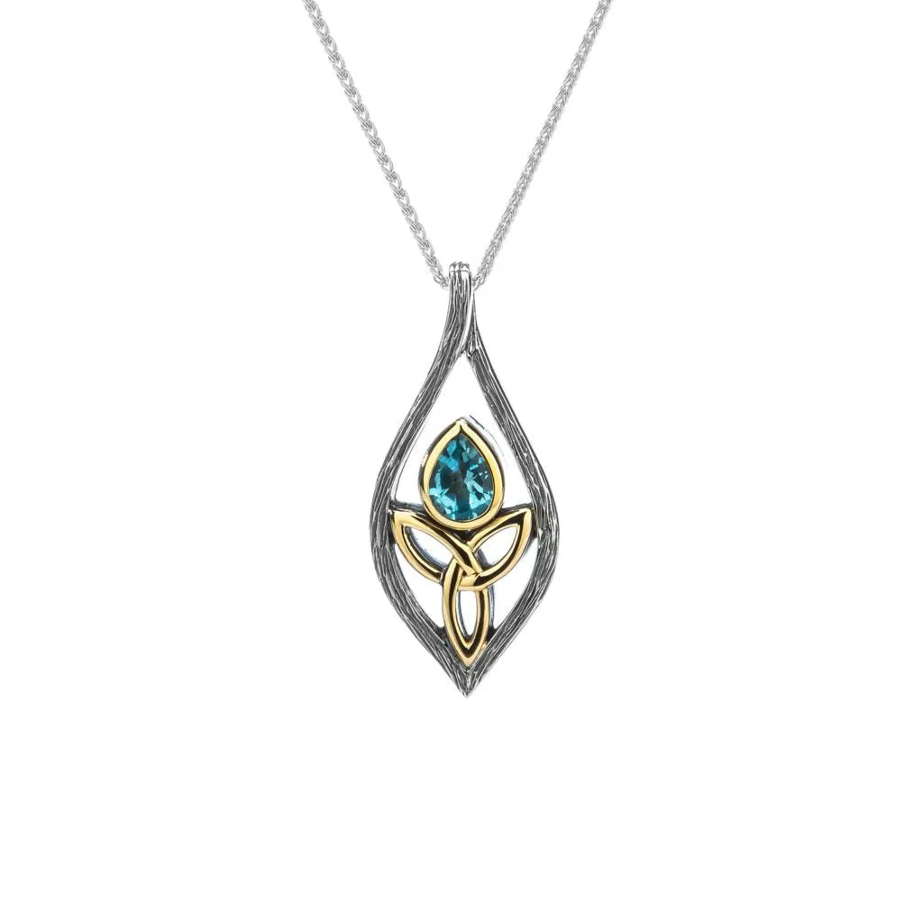 Silver and 10k Gold Guardian Angel Pendant - Amethyst/Topaz