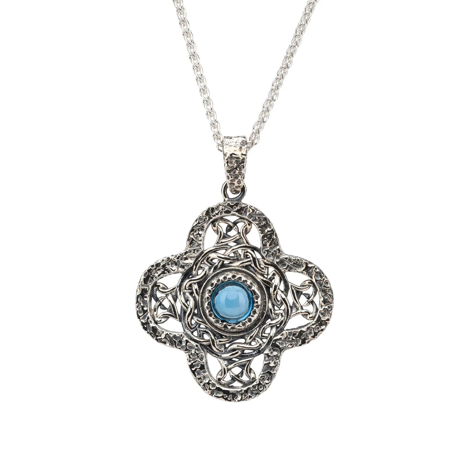 Silver Whirlpool Pendant - London Blue Topaz