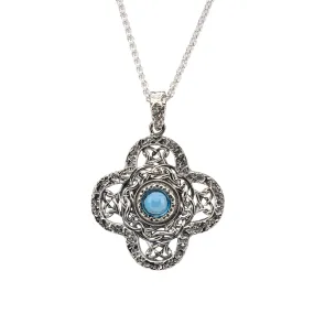 Silver Whirlpool Pendant - London Blue Topaz