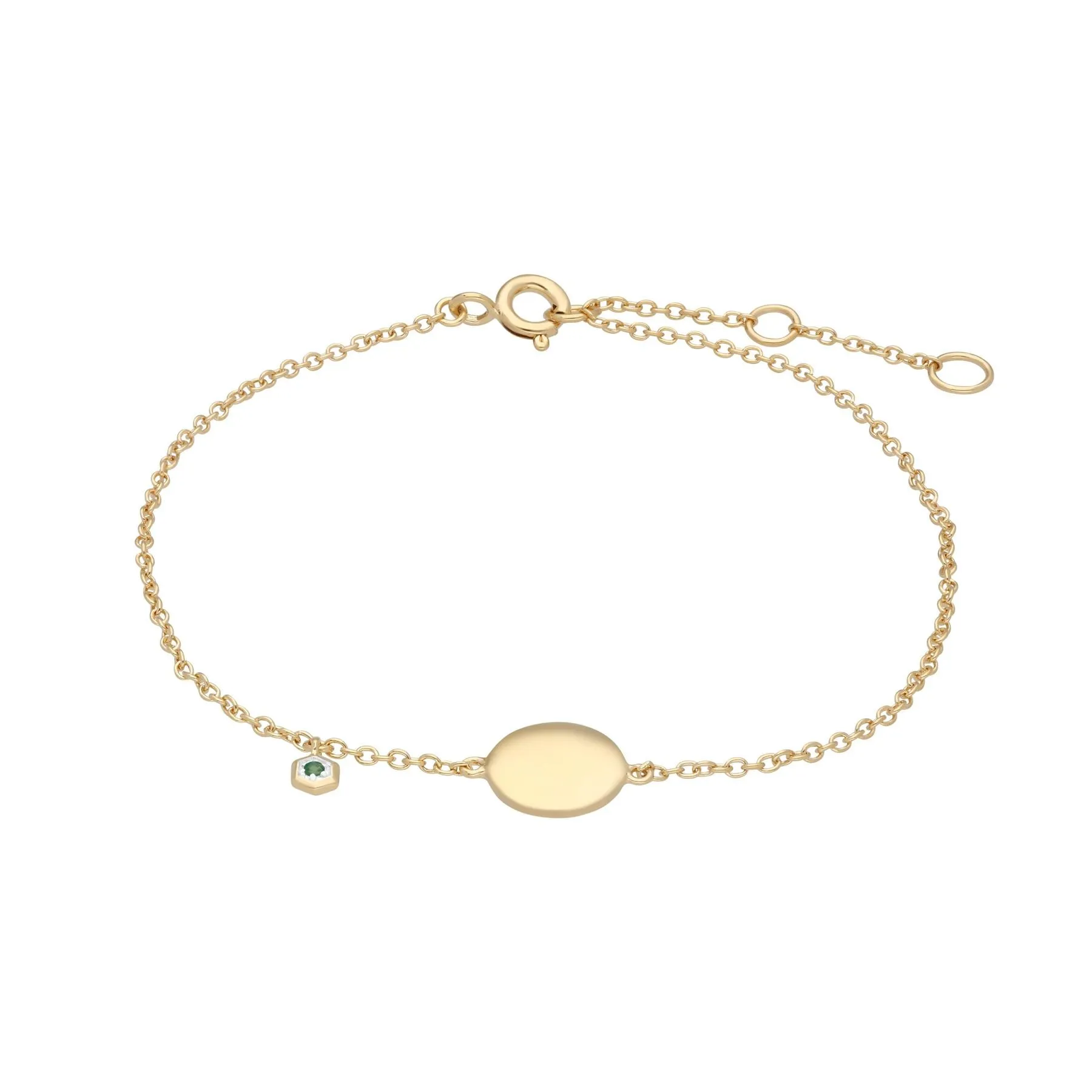 Smaragd Gravur Armband in Vergoldetem Sterling Silber
