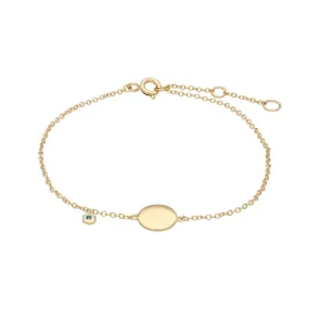 Smaragd Gravur Armband in Vergoldetem Sterling Silber