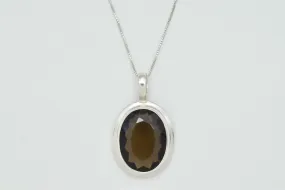 Smoky Topaz Pendant - Natural Topaz Necklace - Large Topaz Necklace