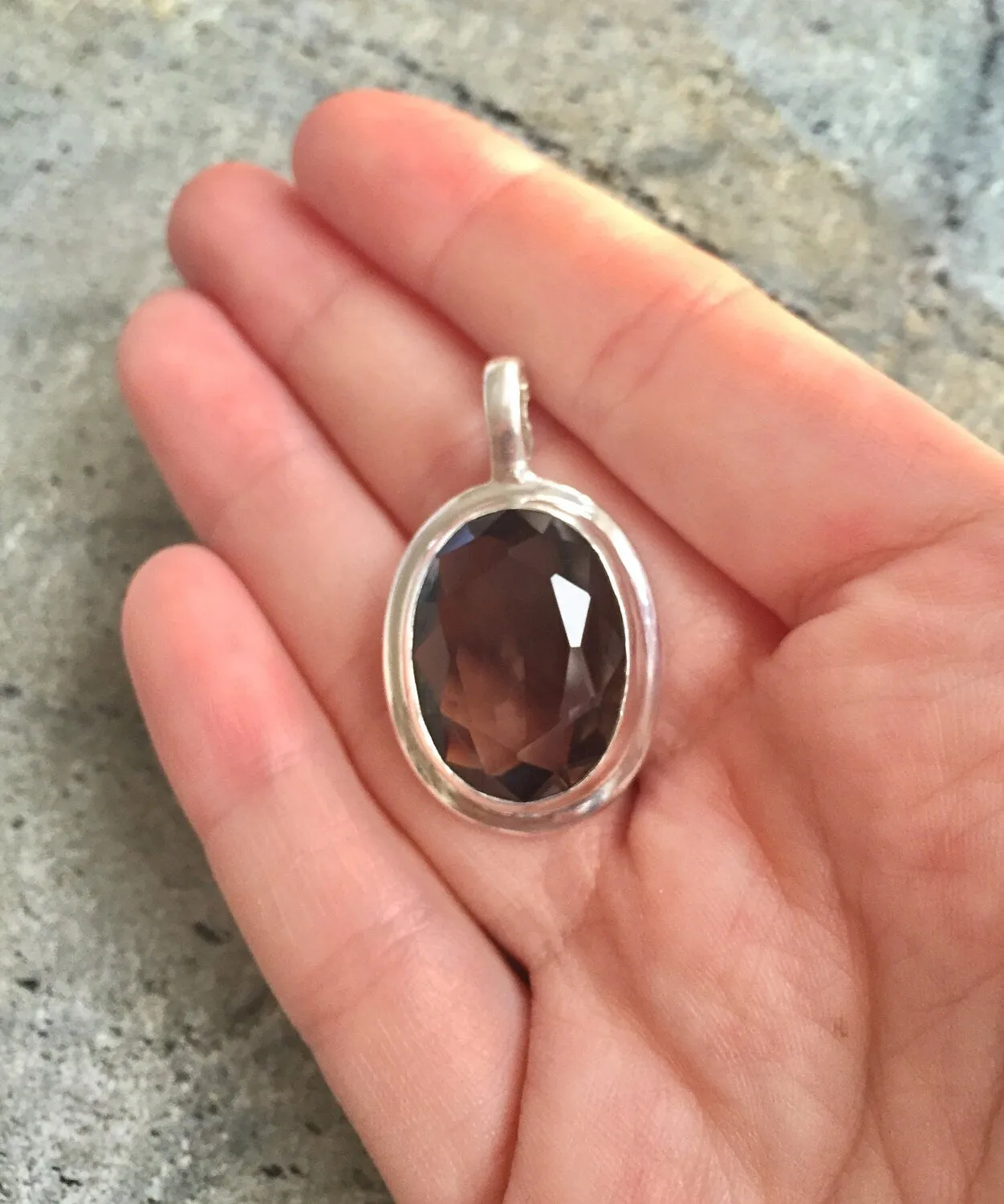 Smoky Topaz Pendant - Natural Topaz Necklace - Large Topaz Necklace