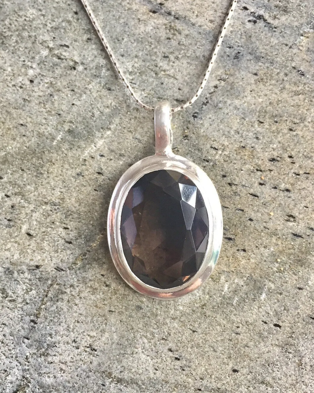 Smoky Topaz Pendant - Natural Topaz Necklace - Large Topaz Necklace