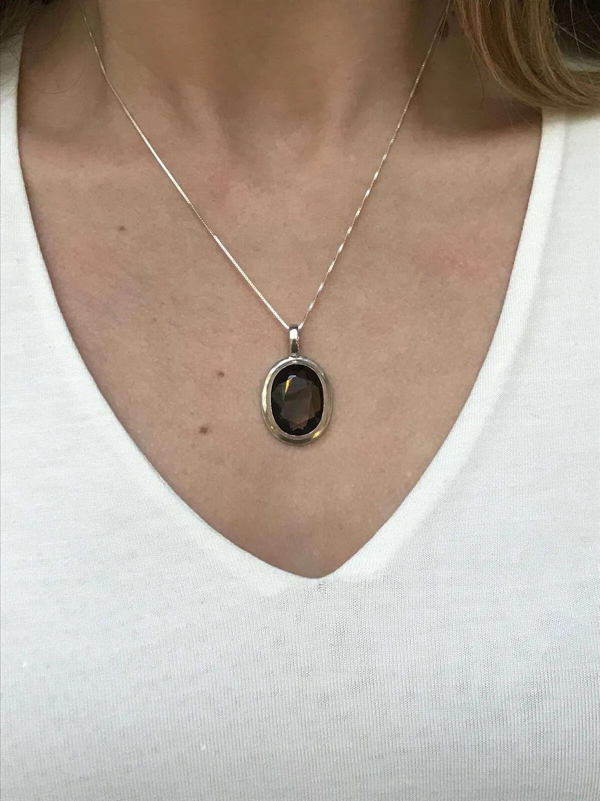 Smoky Topaz Pendant - Natural Topaz Necklace - Large Topaz Necklace