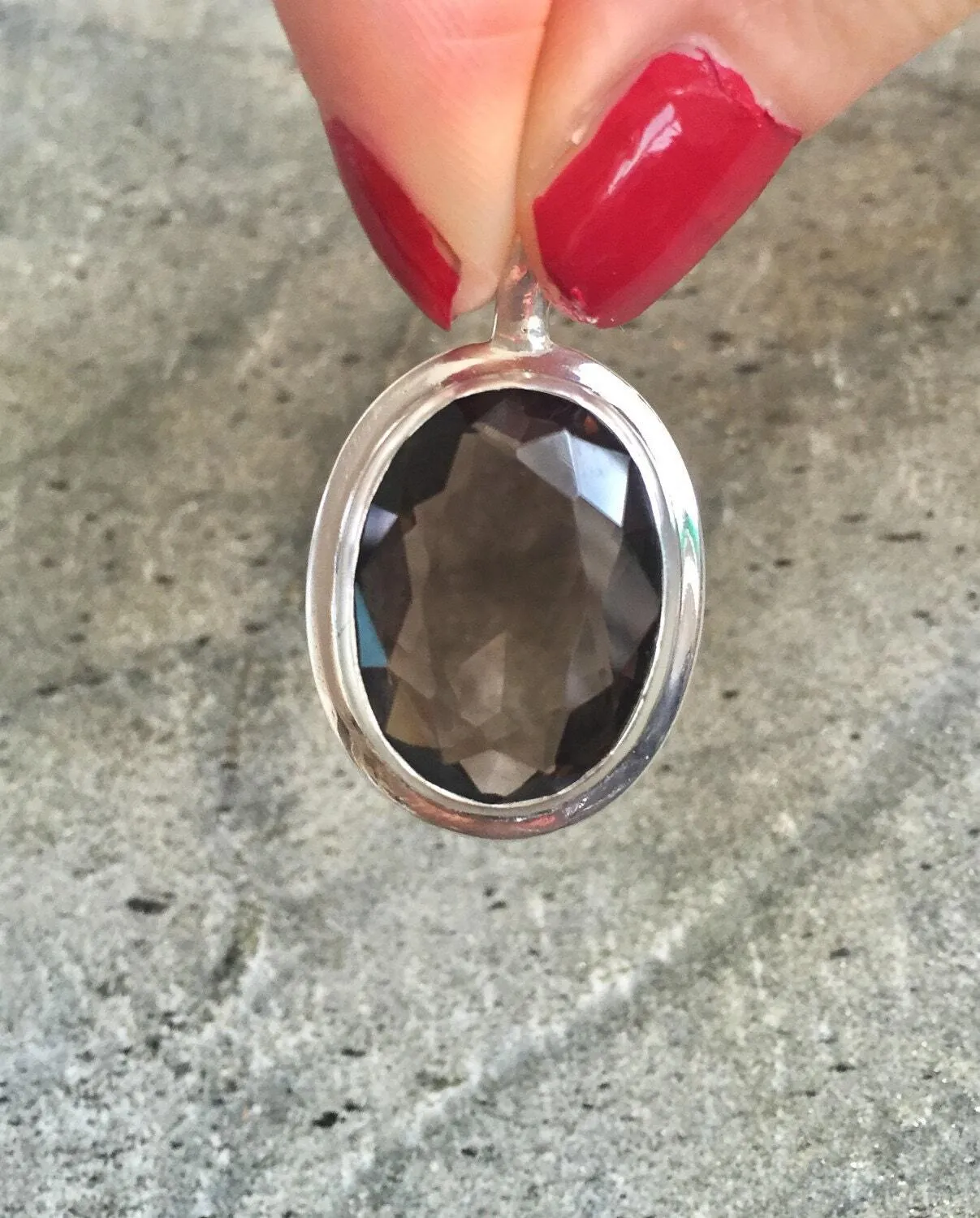Smoky Topaz Pendant - Natural Topaz Necklace - Large Topaz Necklace
